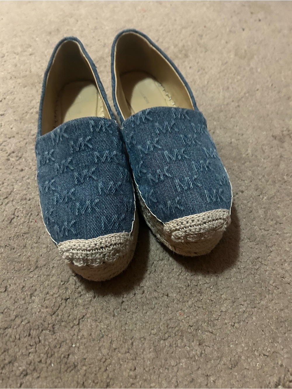 Michael Kors Denim Blue Embroidered Espadrille Flatsdenim slip one